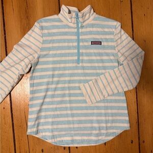 Vineyard Vines Light Blue and White Striped Shep Shirt Quarter Zip